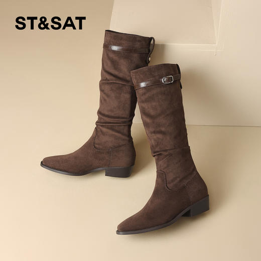 星期六时尚美拉德粗跟显瘦堆堆靴SSD4117T2P 商品图9