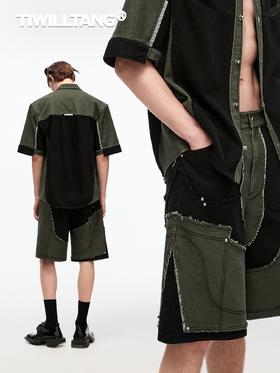 TIWILLTANG启世录“fixed”Parse Denim“凝望”错色毛边牛仔短裤