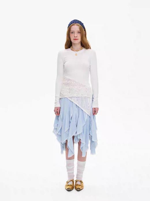 local tag/It25ssk26/不对称蕾丝拼接长袖打底衫 商品图3