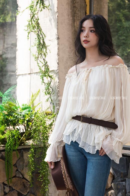 【门店同款】ENJOY秋季“谧色花颂”浪漫花瓣上衣 165643071 商品图1