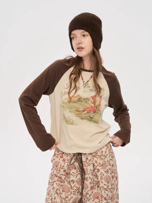 local tag/lt25awk05/快乐农场小屋 手绘印花插肩长袖上衣 商品图0