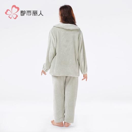 都市丽人睡衣双面法兰绒睡衣女士家居服长袖长裤法兰绒套装LHH1M2 商品图3