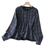 GYH 897休闲简约格子衬衫宽松休闲圆领木耳边上衣 商品缩略图4