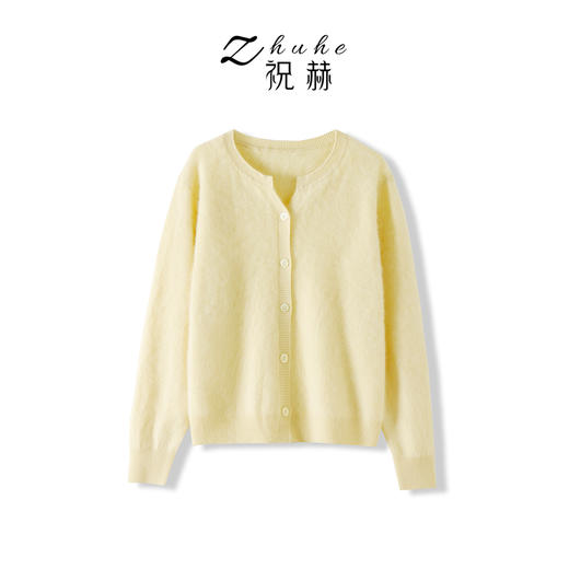 （合作款）拉绒羊毛开衫圆领纯色外套 yb1022022 商品图4