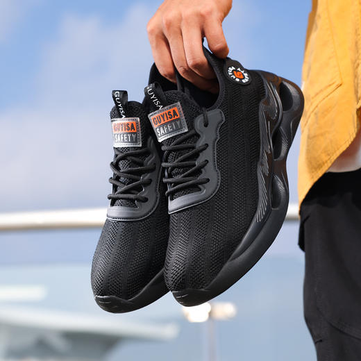 新品四季透气劳保鞋欧标钢头防砸防刺穿实心橡塑底舒适轻底 商品图6