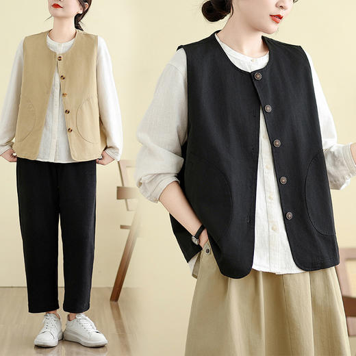 GYH 853休闲简约无袖背心洋气时尚显瘦开衫马甲 商品图0