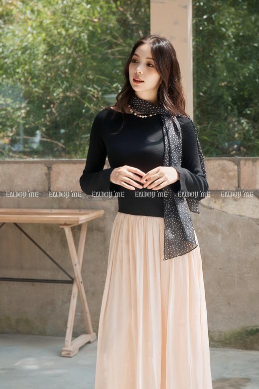 【门店同款】ENJOY秋季“轻礼服”优雅撞色长裙 165595831 商品图1