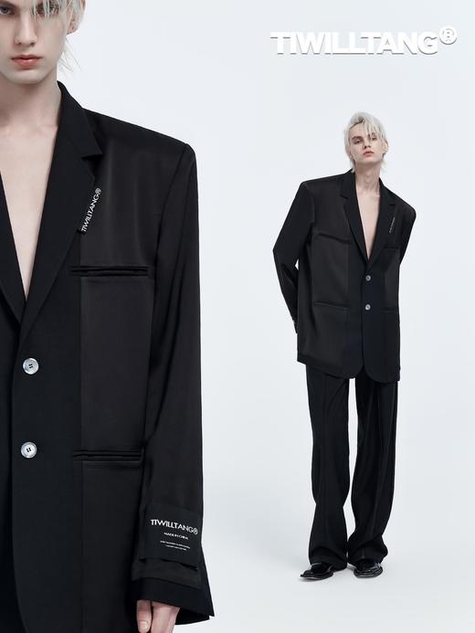 TIWILLTANG启世录 “obsidian”satin“曜岩” 缎面拼接西装 商品图6