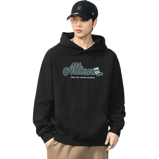 【100%棉】【DQ】大依优型大码男装纯棉重磅卫衣全棉360G重磅连帽卫衣男宽松潮牌印花上衣 商品图4