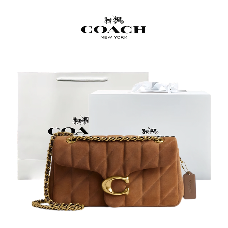 【礼盒礼袋】COACH/蔻驰女士菱格纹绗缝TABBY 26号单肩包 香港直邮