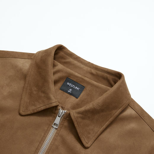 西遇美拉德复古翻领麂皮绒短外套女秋季气质正肩拉链夹克上衣V3155133 商品图5