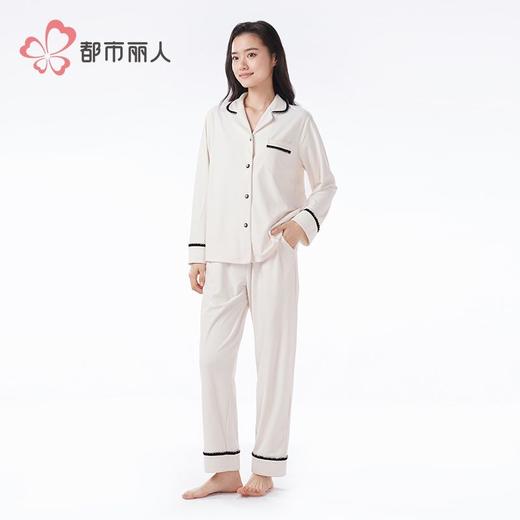 都市丽人睡衣海岛绒烂花睡衣女士家居服长袖长裤海岛绒套装LHH1P7 商品图2