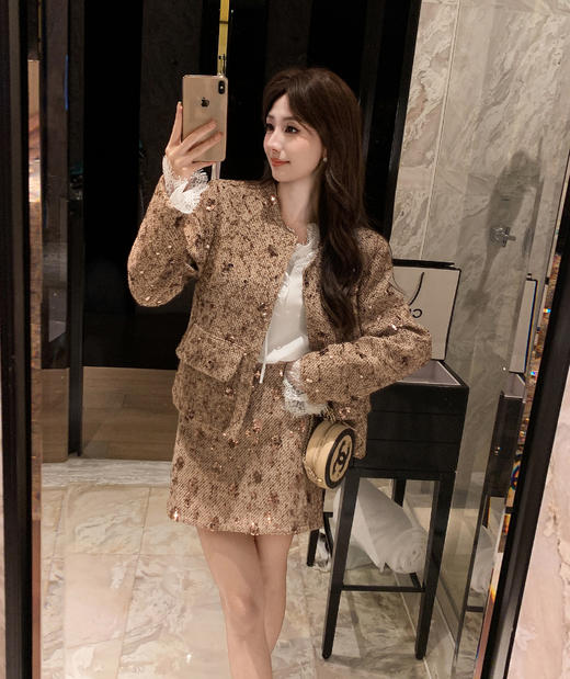 张心子【焦糖邂逅】千金感小香风亮片半身裙 U2412050 商品图7