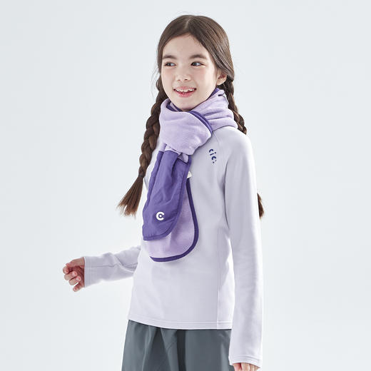 cicochild25年冬季新款亲子中大童抗静电纯色围脖摇粒绒保暖围巾 商品图3