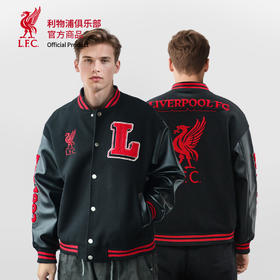 【官方正版】利物浦俱乐部 | 黑色PU棒球服夹克户外机能风外套