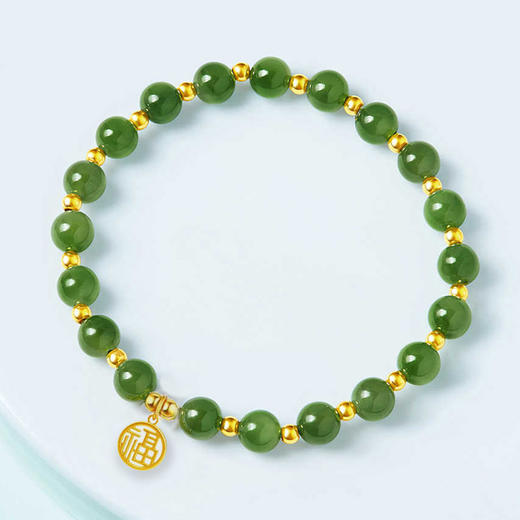 幽潭鸣翠碧玉纳福手串6mm 商品图0