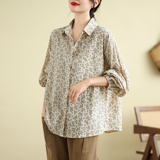 GYH B106-837休闲简约气质显瘦复古碎花衬衫 商品图3