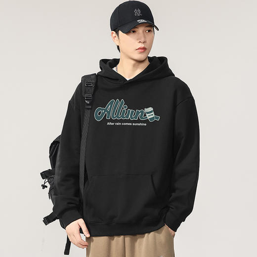 【100%棉】【DQ】大依优型大码男装纯棉重磅卫衣全棉360G重磅连帽卫衣男宽松潮牌印花上衣 商品图3