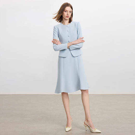 IWY/时尚蓝色西装外套连衣裙女气质优雅主持上镜职业套裙工作服C2345+Q1440 商品图3
