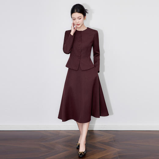 「高货wl」全新升级【铂金会员404/天猫549/差价145】(03227)洛诗琳轻奢通勤知性收腰外套高腰百搭A字半身裙两件套女 商品图0