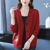洋气妈妈针织开衫，V领毛衣外套春秋宽松遮肉上衣CC-13-98039 商品缩略图2