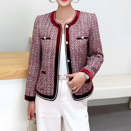 QYM 25YS16-Y小香风外套短款粗花编织气质短款休闲上衣 商品图2