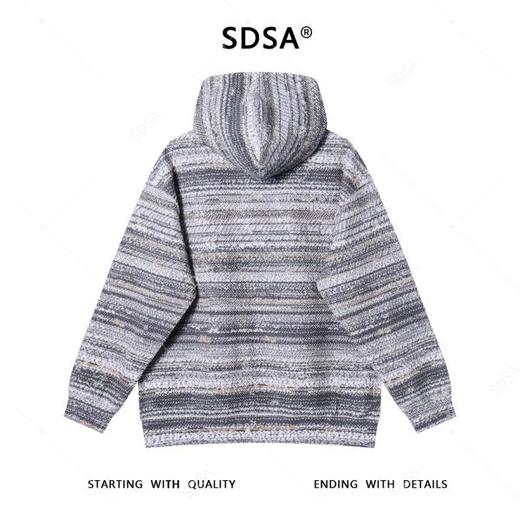 WY1051SDSA男士秋冬新款痞帅男装针织撞色条纹连帽卫衣百搭宽松套头上衣 商品图5