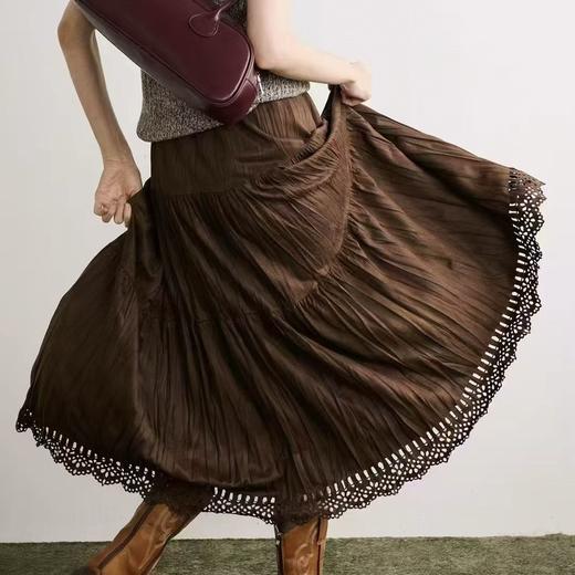 欧货尝鲜 复古烧花老钱风鹿皮绒显瘦大摆半身裙 商品图1