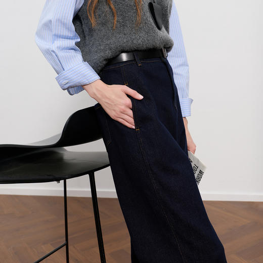 三彩2025冬季新款复古一体绒磨毛牛仔裤休闲裤收腰老爹裤长裤M 商品图2