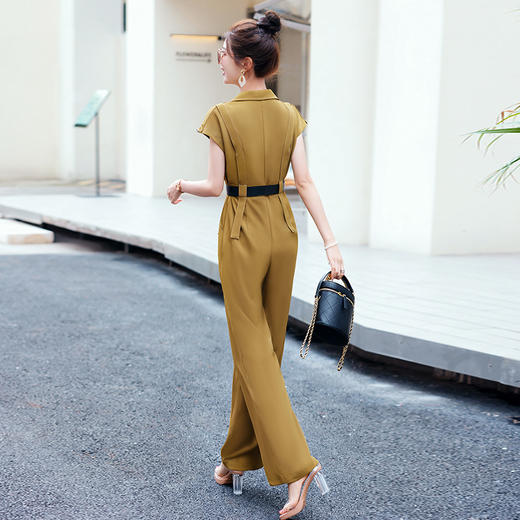 XS99322时髦连体裤女2025夏装新款百搭潮流简约气质修身连体裤配腰带韩版 商品图3