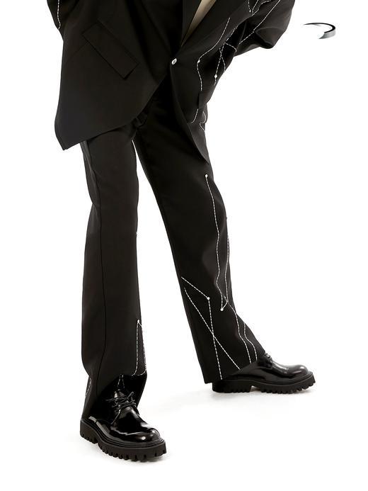 TIWILLTANG启世录ANEW 时装原创金属点穴位线迹刺绣长裤 black 商品图0