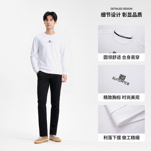 【100%棉】圣得西男亲肤透气百搭圆领卫衣2025秋新款纯色简约上衣 商品图4