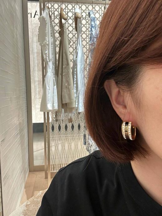 迪奥 双排方钻珐琅字母耳钉（XK） 商品图1