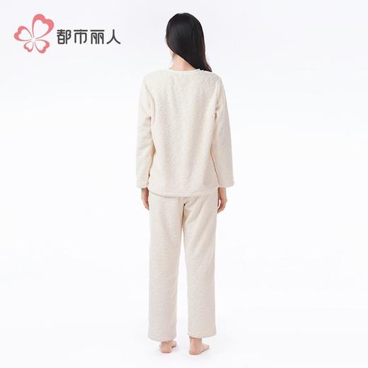 都市丽人睡衣牛奶绒烂花睡衣女士家居服长袖长裤法兰绒套装LHH2Q1 商品图3