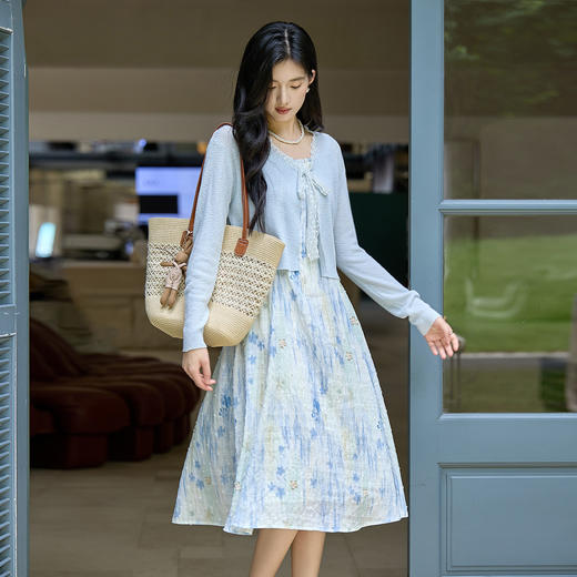 奢姿大码女装2025夏季减龄海军领印花两件套胖妹妹松紧时尚套装9953935137AB 商品图4