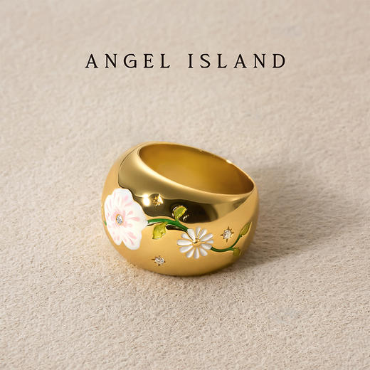 ANGEL ISLAND「花园」彩色/白色滴釉浮雕花卉戒指 商品图4