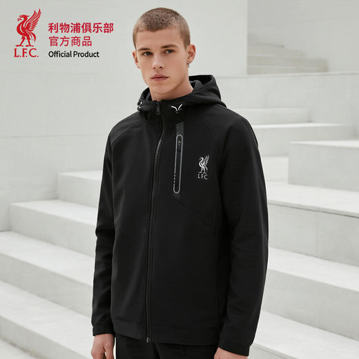 【官方正版】利物浦俱乐部 | 黑色针织连帽外套百搭拉链长袖 商品图1