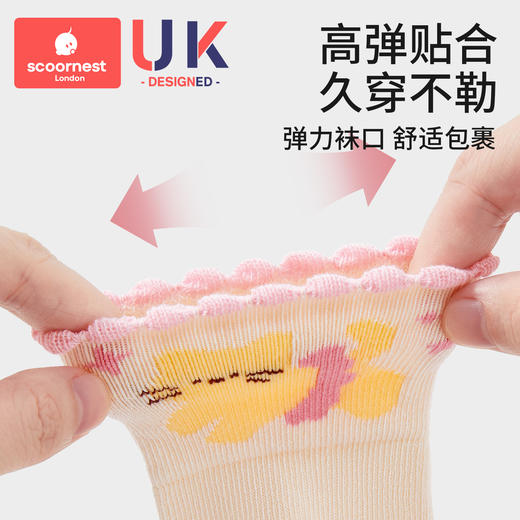 科巢女宝宝袜子秋冬新生婴幼儿棉纯a类抑菌儿童中筒袜 商品图2