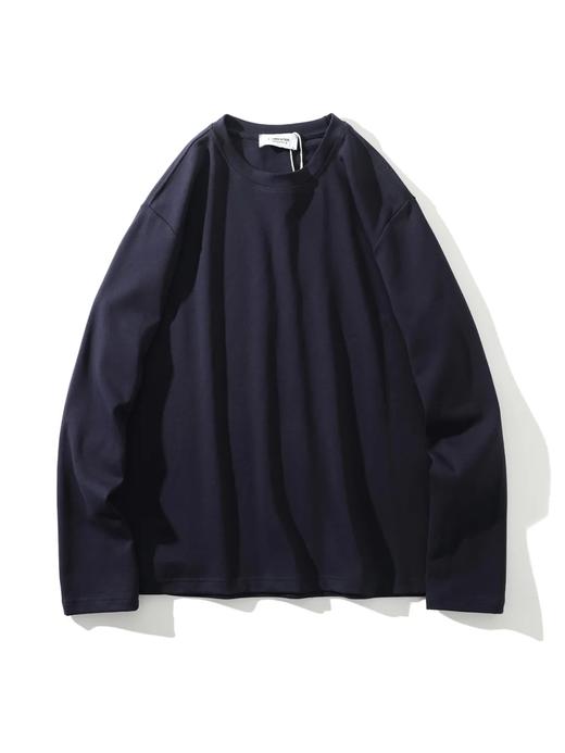 舒适之约！270克双面水柔棉弹力圆领打底衫 简约纯色百搭休闲直口长袖T！男女都可穿！ 商品图4