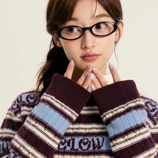 笛莎Deesha青少年女童毛衣2025冬季女童字母条纹合体毛衣 商品图2