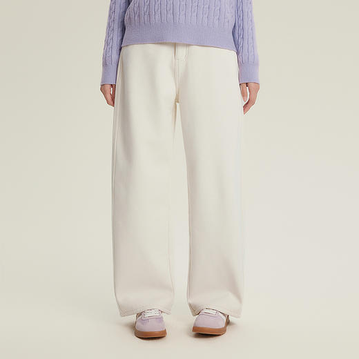 笛莎Deesha青少年女童裤子2025冬季女童加绒显瘦高腰老爹裤 商品图0