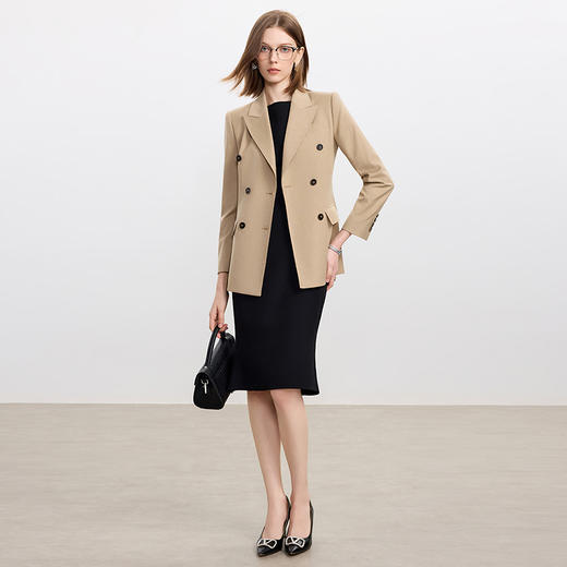 IWY/高级感卡其色天丝羊毛西服套装女气质两件套职业西装连衣裙C2352+Q1422 商品图1