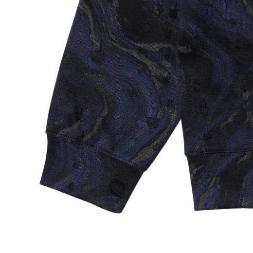 WY1138SDSA男士秋冬新款痞帅男装撞色水波纹破洞连帽卫衣百搭舒适上衣 商品图4