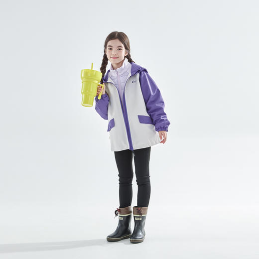 cicochild25年冬季新款亲子中大童拼色防风连帽外套防风加绒夹克 商品图4