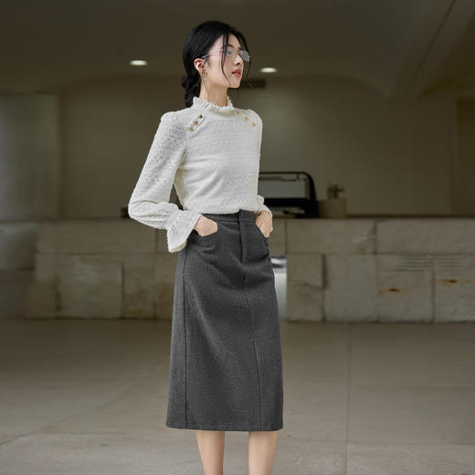 奢姿大码女装2025秋季时尚简约纽扣设计半身裙胖妹妹气质通勤裙子9953494290 商品图4