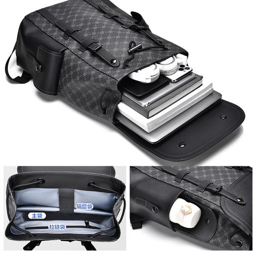 【男士高级感背包新款双肩包】百搭休闲质感商务电脑包出差旅行 商品图3