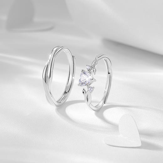 卡蒂罗/KADER 心动玫瑰情侣对戒 玫瑰物语925银原创轻奢小众氛围感设计素圈开口一对 爱心玫瑰热烈炽热甜蜜爱恋 商品图4