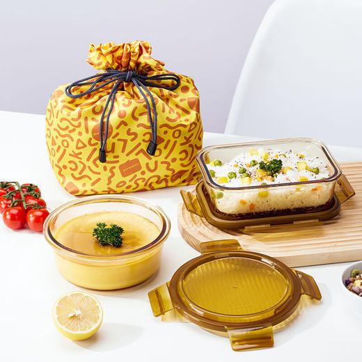 【分仓直发包邮】乐扣乐扣晶彩琉光琥珀色玻璃保鲜盒三件套LCB226FU 商品图0