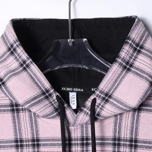 WY1048SDSA男士秋冬新款痞帅男装复古格子连帽卫衣宽松休闲百搭套头上衣 商品图1