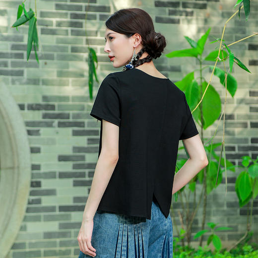 【夏季新品】墨逸流绡不规则短袖上衣 | 简约百搭T恤 商品图3